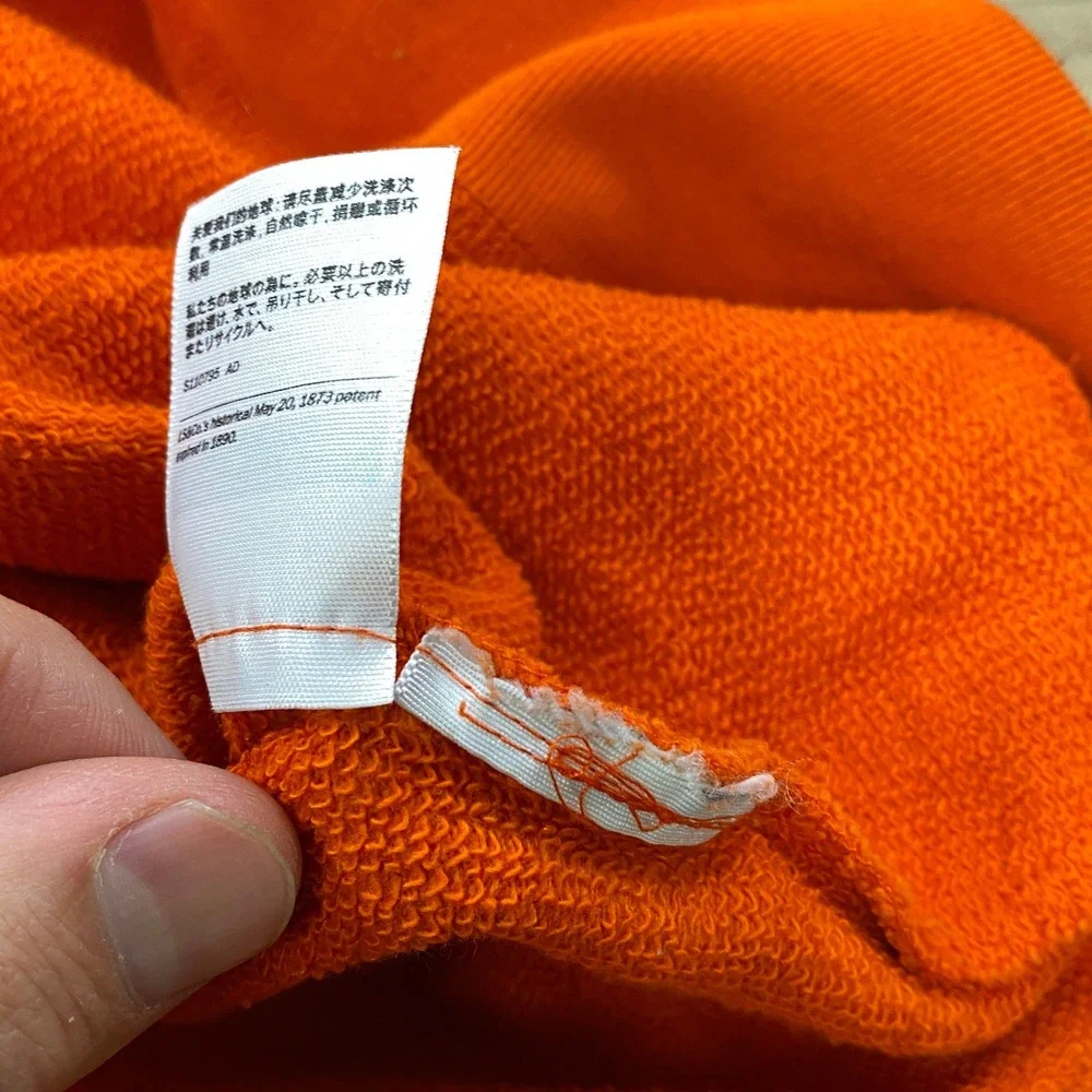 Levis Sweatshirt Mens Small Streetwear Minimalist French Terry Orange Classic
